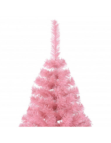 Albero di Natale Artificiale a Metà con Supporto Rosa 240cm PVC