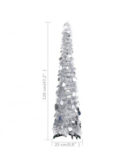 Albero di Natale Artificiale Apribile Argento 120 cm PET