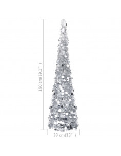 Albero di Natale Artificiale Apribile Argento 150 cm PET