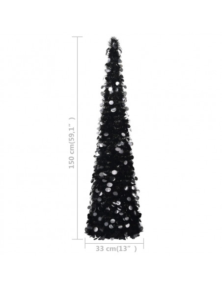 Albero di Natale Artificiale Apribile Nero 150 cm PET