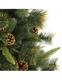 Albero di Natale Artificiale Incernierato con Pigne 210 cm