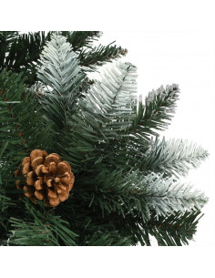 Albero di Natale Artificiale Preilluminato con Pigne 210 cm