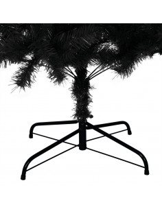 Albero di Natale Artificiale Sottile con Base Nero 210 cm PVC