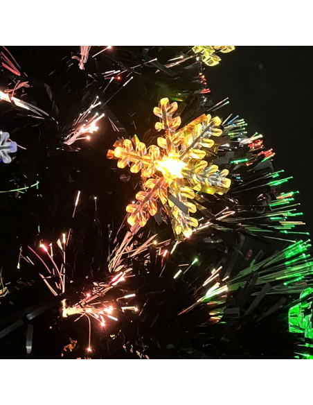 Albero di Natale con Fiocchi di Neve LED Nero 64cm Fibra Ottica