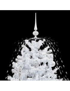 Albero di Natale con Neve e Base a Ombrellone Bianco 170 cm