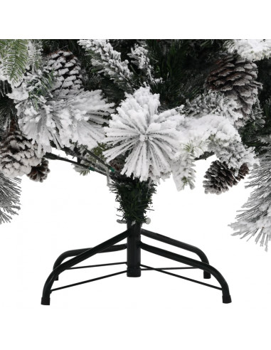 Albero di Natale con Neve Floccata e Pigne 150 cm in PVC e PE