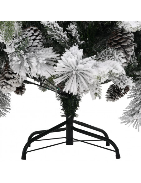 Albero di Natale con Neve Floccata e Pigne 150 cm in PVC e PE
