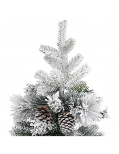 Albero di Natale con Neve Floccata e Pigne 195 cm PVC e PE
