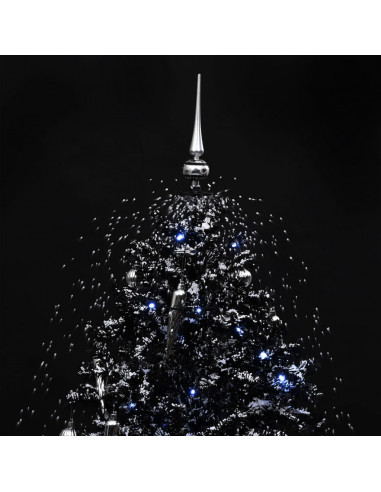 Albero di Natale con Nevicata e Base ad Ombrello Nero 170cm PVC