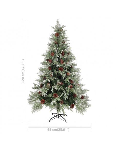 Albero di Natale con Pigne Verde e Bianco 120 cm in PVC e PE