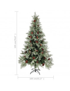 Albero di Natale con Pigne Verde e Bianco 195 cm in PVC e PE