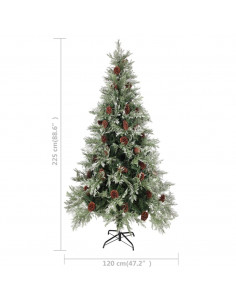 Albero di Natale con Pigne Verde e Bianco 225 cm in PVC e PE