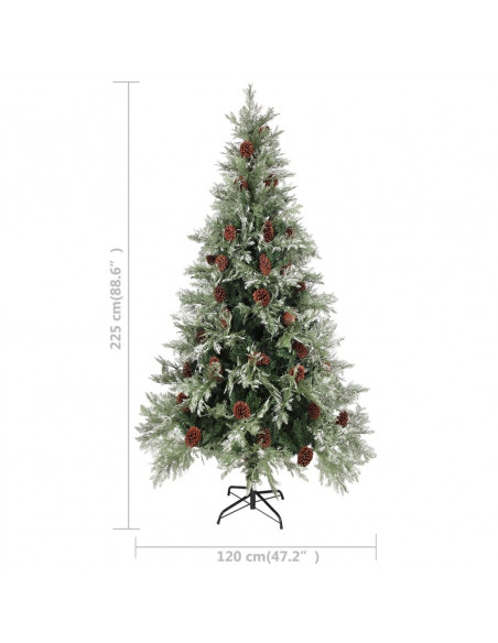 Albero di Natale con Pigne Verde e Bianco 225 cm in PVC e PE