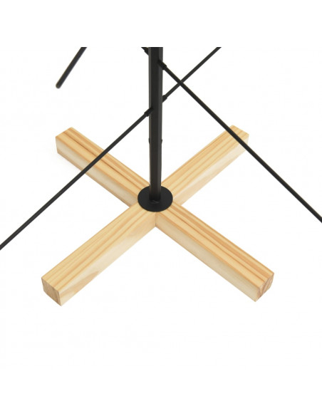 Albero di Natale in Metallo con Base in Legno Nero 120 cm