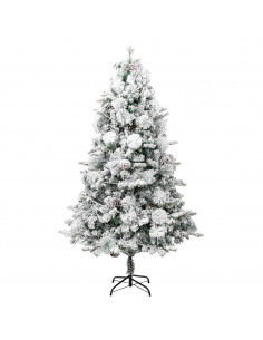 Albero di Natale Innevato Preilluminato Pigne 195cm in PVC e PE