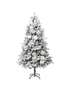 Albero di Natale Innevato Preilluminato Pigne 225cm in PVC e PE