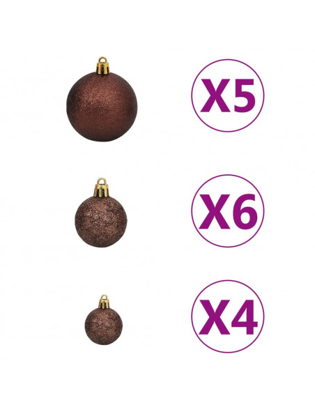 Albero di Natale Preilluminato con Palline Bianco 120 cm