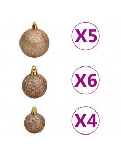 Albero di Natale Preilluminato con Palline Bianco 150 cm PVC