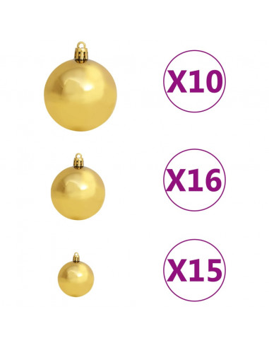 Albero di Natale Preilluminato con Palline e Pigne 210 cm