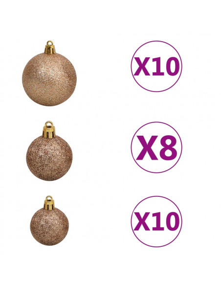 Albero di Natale Preilluminato con Palline e Pigne 240 cm