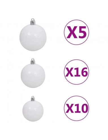 Albero di Natale Preilluminato con Palline Nero 240 cm PVC