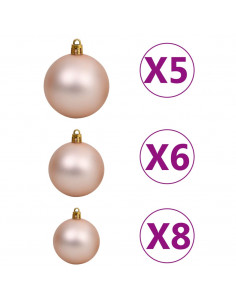 Albero di Natale Preilluminato con Palline Rosa 150 cm PVC