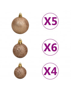 Albero di Natale Preilluminato con Palline Verde 150 cm PVC