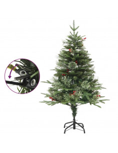 Albero di Natale Preilluminato con Pigne Verde 120 cm PVC e PE