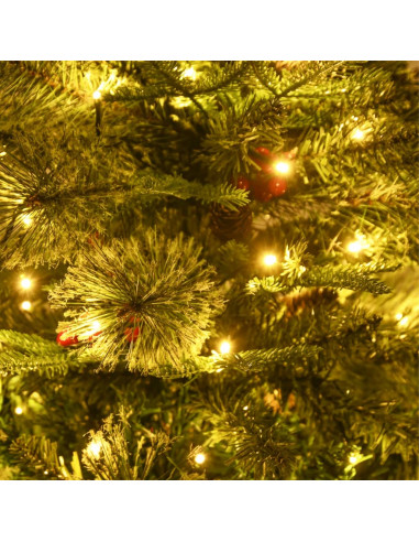 Albero di Natale Preilluminato con Pigne Verde 120 cm PVC e PE