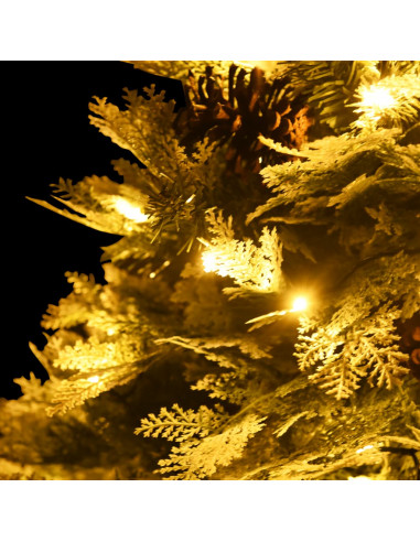 Albero di Natale Preilluminato con Pigne Verde 150 cm PVC e PE