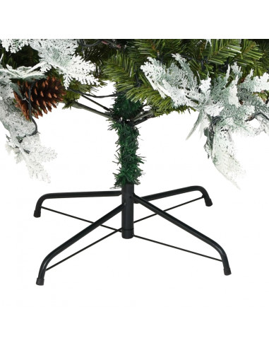 Albero di Natale Preilluminato con Pigne Verde 195 cm PVC e PE