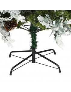 Albero di Natale Preilluminato con Pigne Verde 225 cm PVC e PE