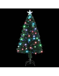 Albero di Natale Preilluminato con Supporto e LED 120 cm Fibra Ottica