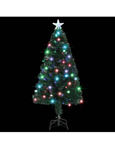 Albero di Natale Preilluminato con Supporto e LED 120 cm Fibra Ottica