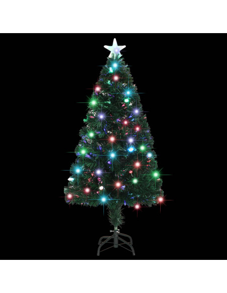 Albero di Natale Preilluminato con Supporto e LED 120 cm Fibra Ottica