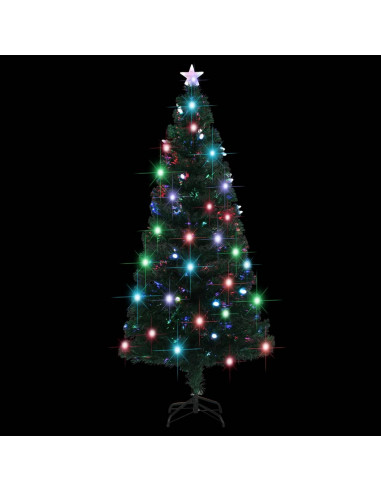 Albero di Natale Preilluminato con Supporto e LED 180 cm Fibra Ottica