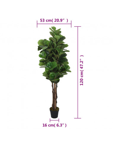 Albero Ficus Lyrata 134 Foglie 120 cm Verde