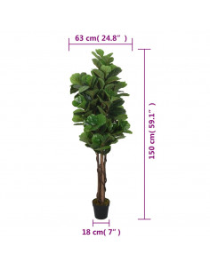 Albero Ficus Lyrata 180 Foglie 150 cm Verde