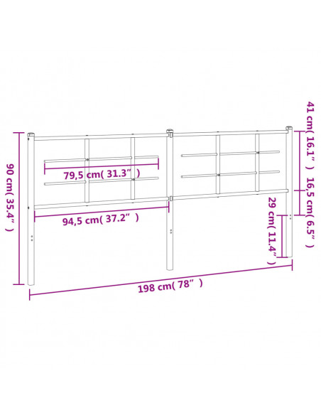 Testiera in Metallo Bianco 193 cm