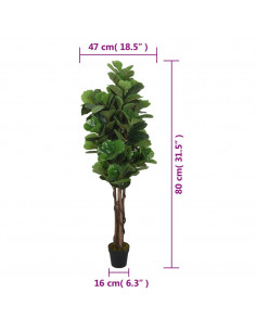 Albero Ficus Lyrata 96 Foglie 80 cm Verde