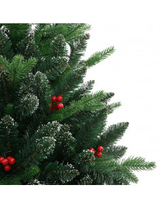 Albero Natale Artificiale Incernierato con Bacche Rosse 210 cm
