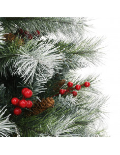 Albero Natale Artificiale Incernierato con Pigne e Bacche 120cm