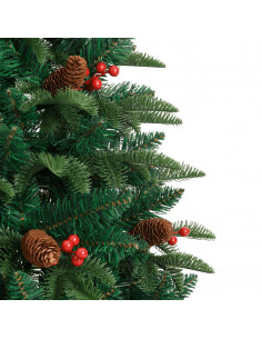 Albero Natale Artificiale Incernierato con Pigne e Bacche 120cm