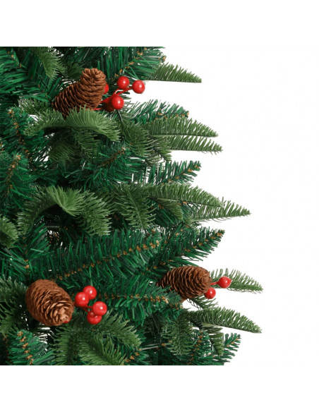 Albero Natale Artificiale Incernierato con Pigne e Bacche 120cm