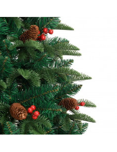 Albero Natale Artificiale Incernierato con Pigne e Bacche 150cm