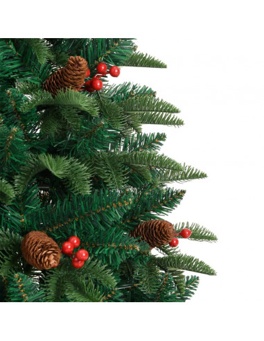 Albero Natale Artificiale Incernierato con Pigne e Bacche 150cm