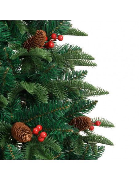 Albero Natale Artificiale Incernierato con Pigne e Bacche 150cm