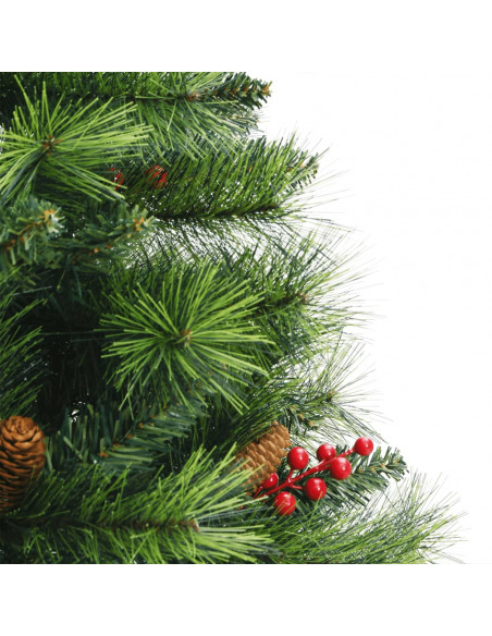 Albero Natale Artificiale Incernierato con Pigne e Bacche 150cm