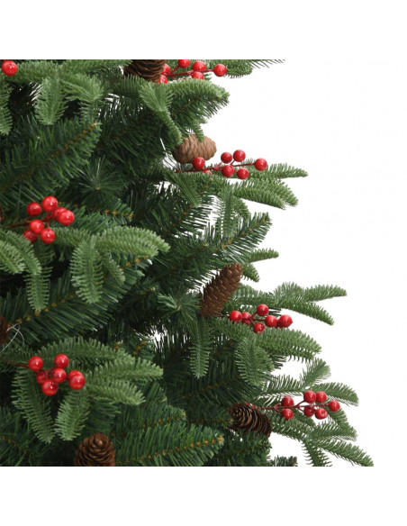 Albero Natale Artificiale Incernierato con Pigne e Bacche 180cm