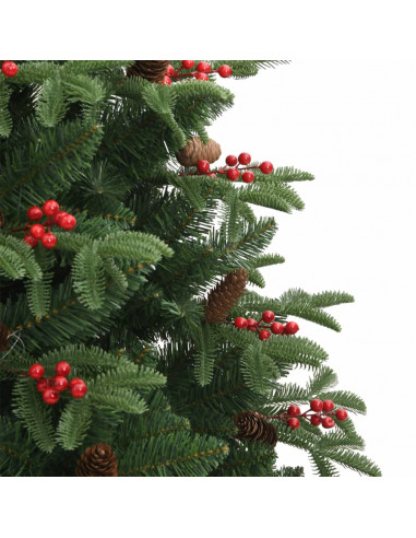 Albero Natale Artificiale Incernierato con Pigne e Bacche 210cm
